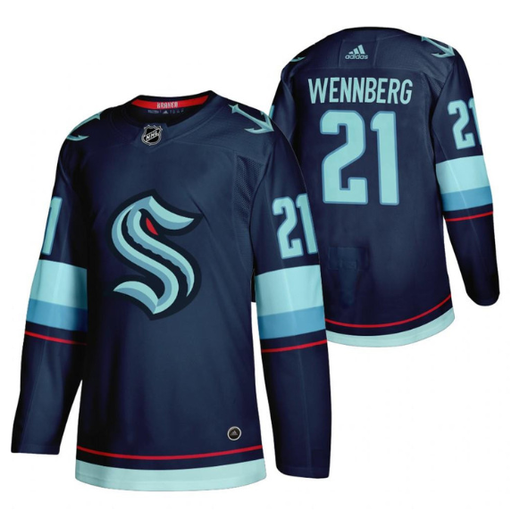 Men's Seattle Kraken #21 Alex Wennberg Navy Stitched Jersey Men's Seattle Kraken #21 Alex Wennberg Navy Stitched Jersey